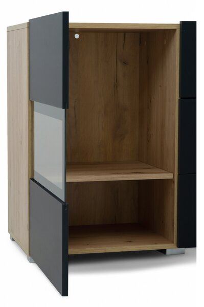 Komoda Baros 26 132 cm so zásuvkami - dub artisan / čierny mat