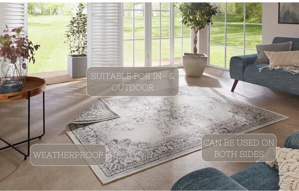 Sivo-krémový vonkajší koberec NORTHRUGS Borbon, 120 x 170 cm
