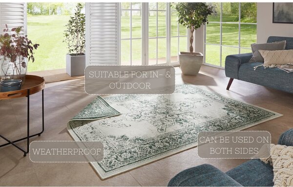Zeleno-krémový vonkajší koberec NORTHRUGS Borbon, 160 x 230 cm