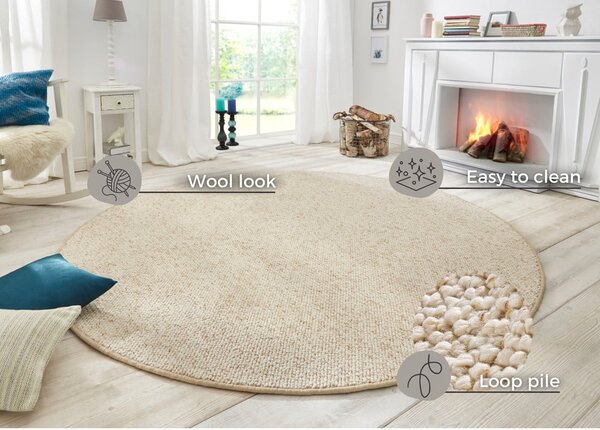 Krémový okrúhly koberec ø 133 cm Wolly – BT Carpet