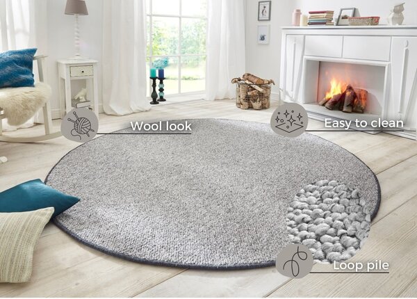 Sivý okrúhly koberec ø 200 cm Wolly – BT Carpet