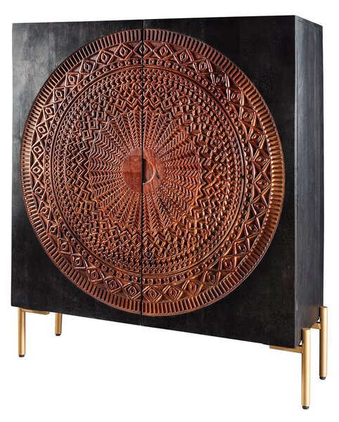 Vysoká komoda MANDALA 120cm mango drevo hnedá čierna