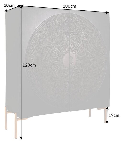 Vysoká komoda MANDALA 120cm mango drevo hnedá čierna
