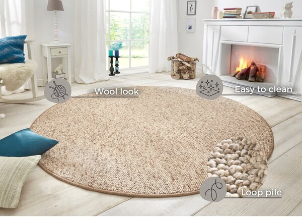 Svetlohnedý okrúhly koberec ø 200 cm Wolly – BT Carpet