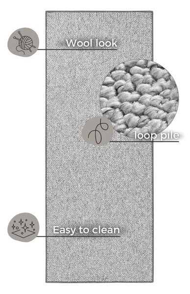 Sivý behúň 80x300 cm Wolly – BT Carpet