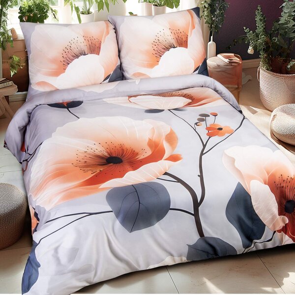 SATÉNOVÉ OBLIEČKY SATYNLOVE PREMIUM 160X200 CM, 2KS 70X80 CM KVETY