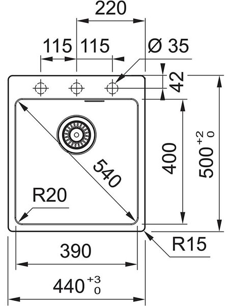 Franke MRG 610-39 FTL KA 114.0661.449 - Kuchynský drez, kašmír, 440x500,sifón,E77000.178