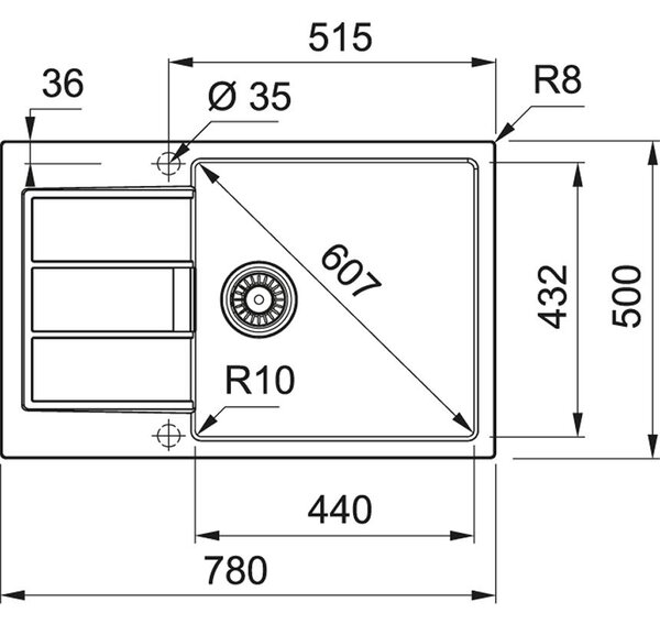 Franke S2D 611-78 XL BE 143.0670.897 - Kuchynský drez, béžová, 780x500,sifón,E77000.175