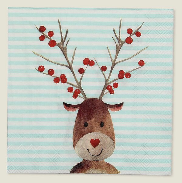 Vianočné obrúsky Reindeer Stripes 20 szt