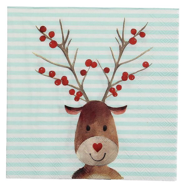 Vianočné obrúsky Reindeer Stripes 20 szt