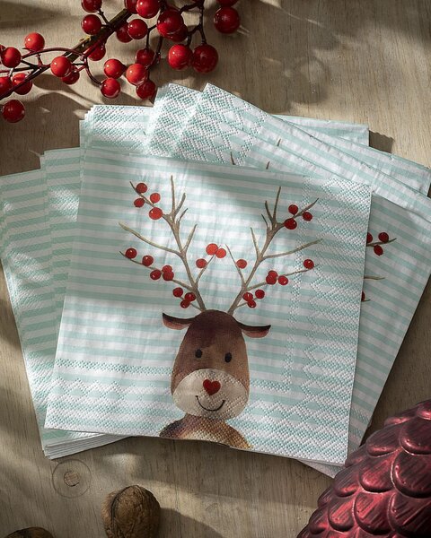 Vianočné obrúsky Reindeer Stripes 20 szt