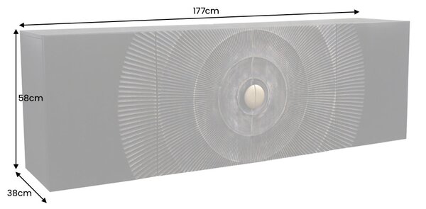 Komoda GOLDEN SUNSET 180 cm 3D závesná zlaté čierne mangové drevo