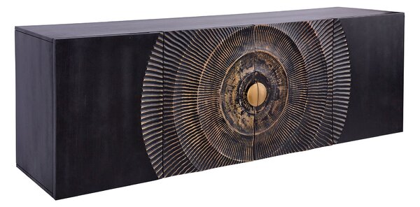 Komoda GOLDEN SUNSET 180 cm 3D závesná zlaté čierne mangové drevo