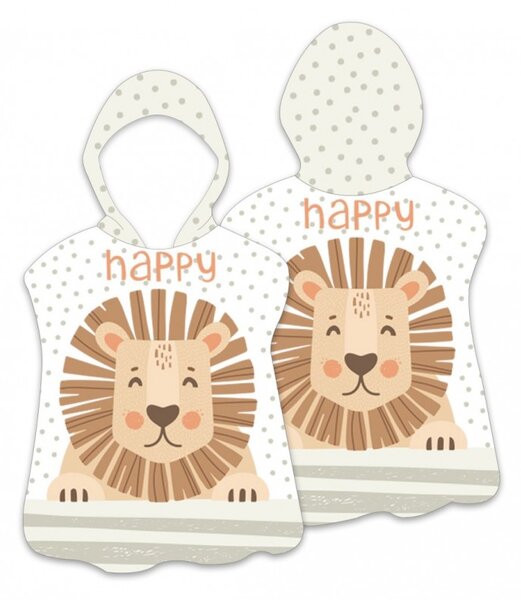 Detské pončo HAPPY LION biele 60 x 60 cm