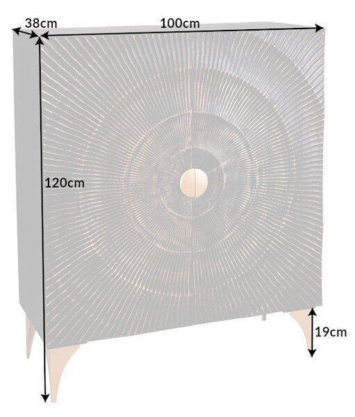Vysoká komoda GOLDEN SUNSET 120cm 3D mango drevo čierno-zlatá