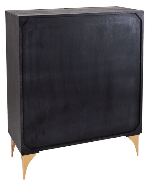 Vysoká komoda GOLDEN SUNSET 120cm 3D mango drevo čierno-zlatá