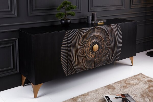 Komoda GOLDEN SUNSET 180cm 3D mango čierna