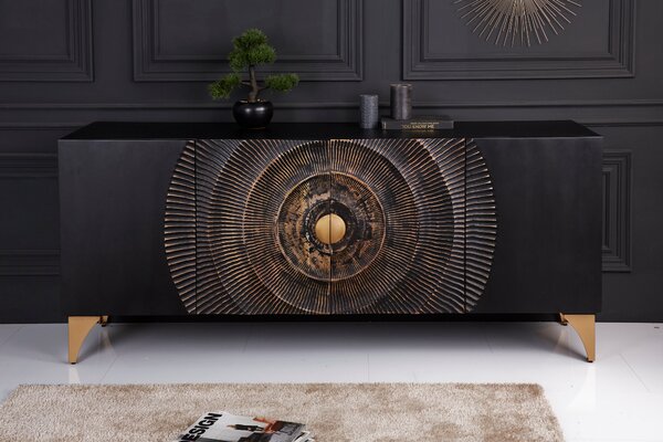 Komoda GOLDEN SUNSET 180cm 3D mango čierna