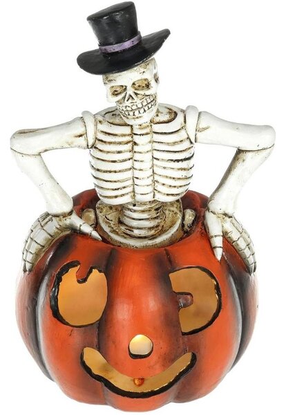 Retlux - LED Dekorácia HALLOWEEN LED/2xLR44/teplá biela kostlivec v tekvici živica