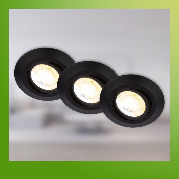 Briloner 7586035 - SADA 3x LED kúpeľňových podhľadových svietidiel KLIRA, 4,9 W / 230 V, IP23, čierna