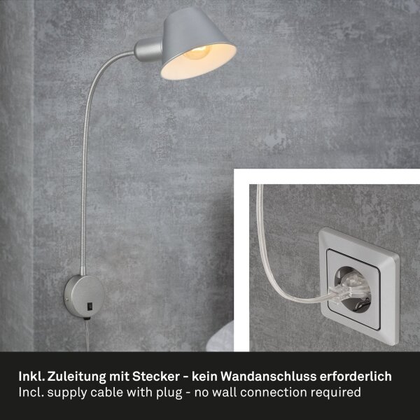 Briloner 2089-014 - Flexibilná nástenná lampa BRELLO 1xE27/10W/230V matný chróm