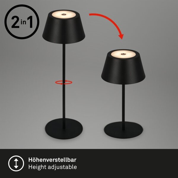 Brilo - LED RGB nabíjateľná dotyková stolná lampa KIKI LED/2,6W/5V IP44 2600 mAh čierna