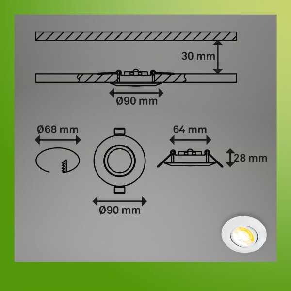 Briloner 7586036 - SADA 3xLED kúpeľňové podhľadové svietidlo KLIRA LED/4,9W/230V IP23 biela