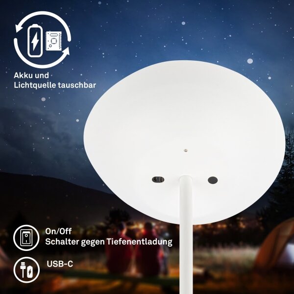 Briloner 1500016 - LED stmievateľná stojacia lampa ESTATE 8W/5V 4000 mAh biela