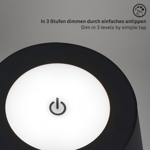 Briloner 1438015 - LED stmievateľná stojaca lampa KIKI 4,3W/5V IP44 2600 mAh čierna
