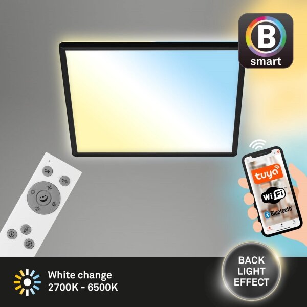 Briloner 7060-015 - SLIM LED stmievateľný panel 22W/230V 42x42 cm čierny Wi-Fi Tuya + diaľkové ovládanie