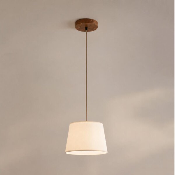 Závesný luster AIDA na lanku 1xE27/15W/230V pr. 25 cm dub/krémová