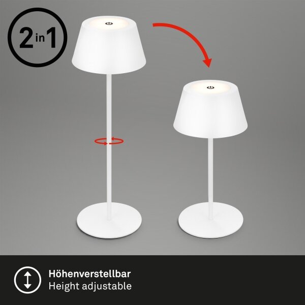 Brilo - LED RGB dotyková nabíjacia stolná lampa KIKI LED/2,6W/5V IP44 2600 mAh biela