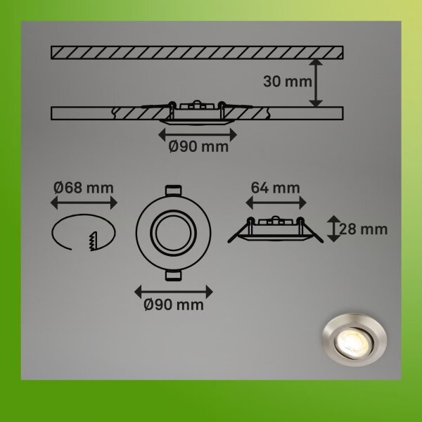 Briloner 7587032-SADA 3xLED kúpeľňové podhľadové svietidlo KLIRA LED/4,9W/230V IP23 chróm