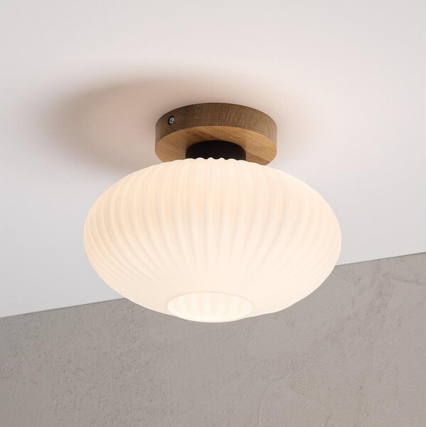 Stropné svietidlo HARMA WOOD, 1xE27/15W/230V, dub/biela, priemer 25 cm