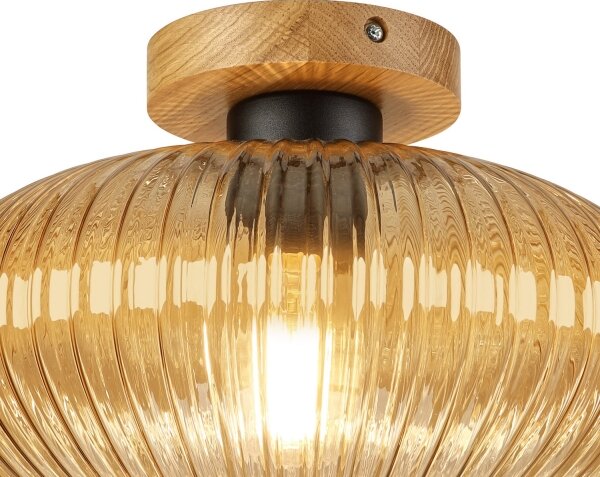 Stropné svietidlo MILOU WOOD 1xE27/15W/230V dub/dymová béžová pr. 29 cm
