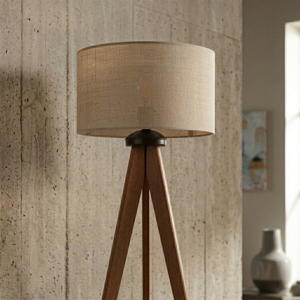 Stojacia lampa AIDA 1xE27/15W/230V dub/rafia