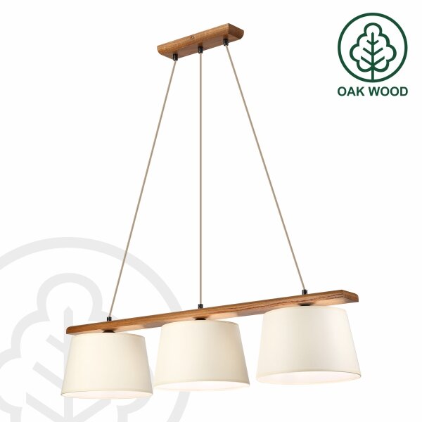 Závesný luster AIDA 3xE27/15W/230V, priemer 25 cm, dub/krémová