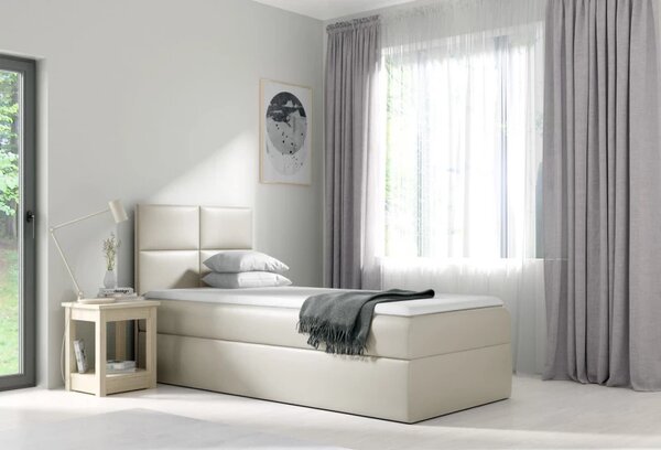 Čalúnená jednolôžková posteľ SONIA - 90x200, béžová + topper ZDARMA