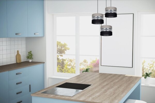 Luster na lanku CORAL 3xE27/60W/230V čierna/šedá/chróm pr. 45 cm