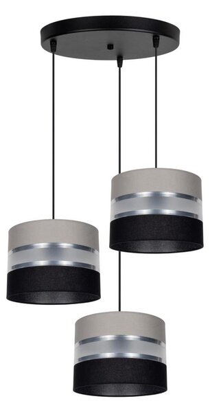 Luster na lanku CORAL 3xE27/60W/230V čierna/šedá/chróm pr. 45 cm