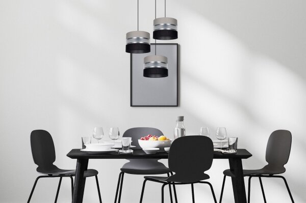 Luster na lanku CORAL 3xE27/60W/230V čierna/šedá/chróm pr. 45 cm