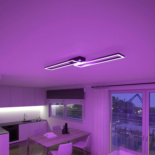 Müller Licht tint LED stropné svietidlo Ciso, RGB, čierne, Čierna, Obývacia izba / jedáleň, kov, Moderný, Stropné svetlo