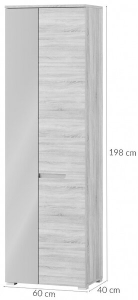 Szynaka Šatní skříň se zrcadlem Selene 198 cm bílá lesk/mat