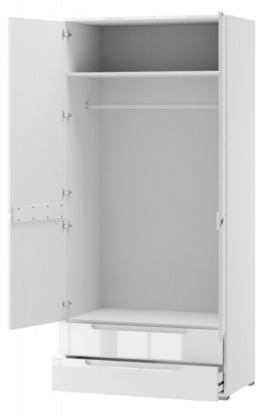 Szynaka Šatníková skriňa Selene 216 cm biely lesk/mat