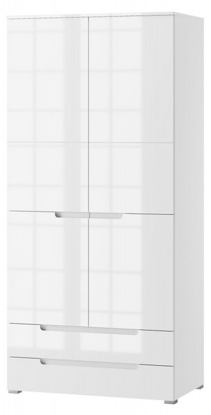 Szynaka Šatníková skriňa Selene 216 cm biely lesk/mat
