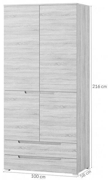 Szynaka Šatníková skriňa Selene 216 cm biely lesk/mat