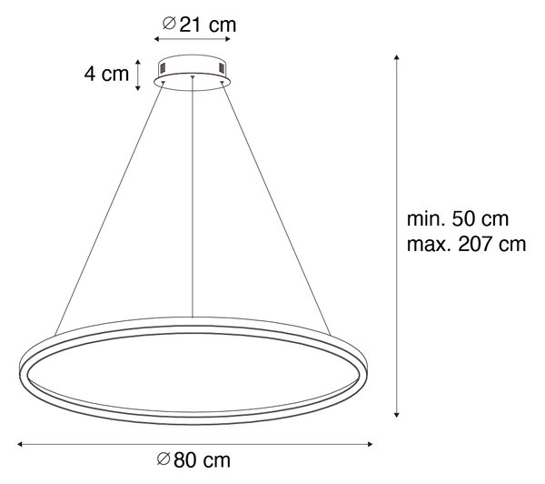 Zlaté závesné svietidlo 80 cm vrátane LED s 3-stupňovým stmievaním - Girello