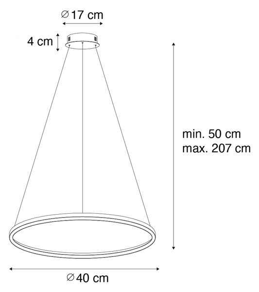 Závesné svietidlo čierne 40 cm vrátane LED 3-stupňového stmievania - Girello