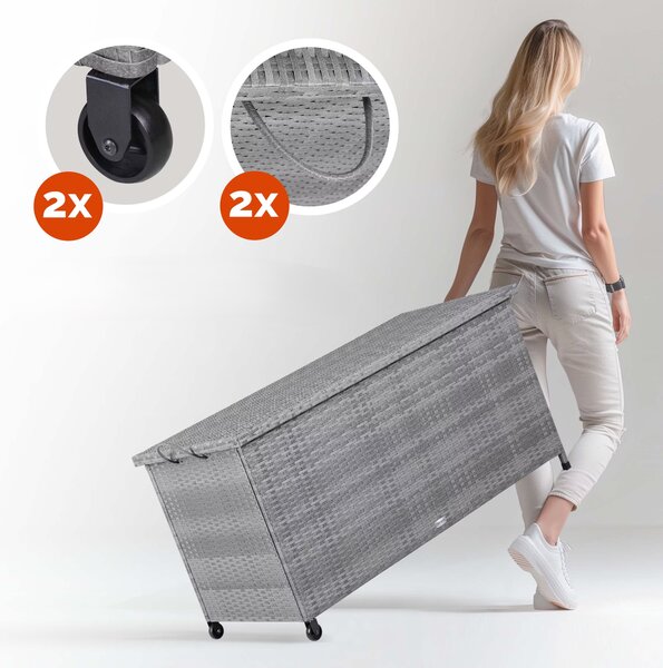 Úložný box s kolieskami 370 L - sivý