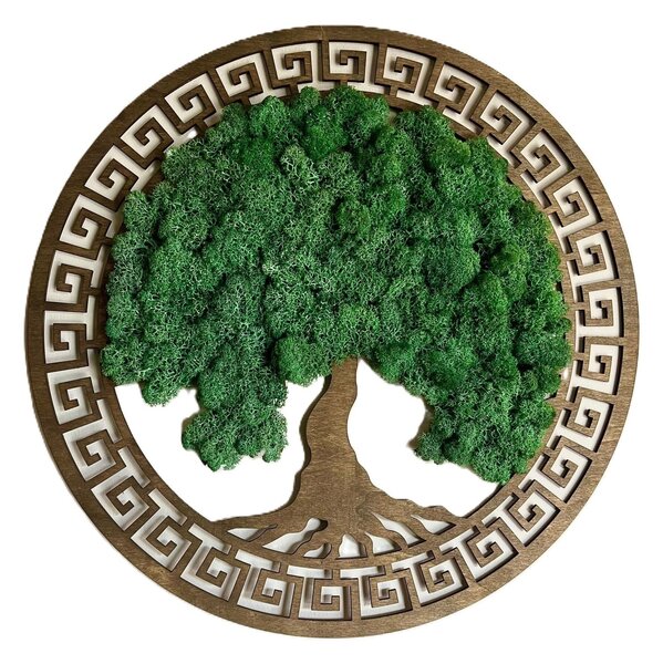 Machový obraz - Strom života s ornamentom - Palisander Veľkosť rámu: 20cm